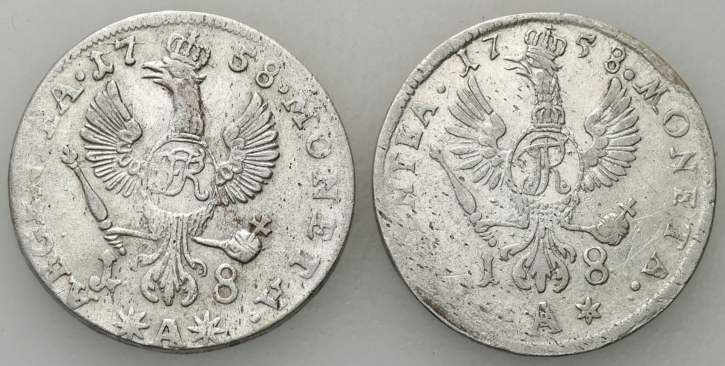 Niemcy, Prusy. Fryderyk II. Ort 1758, A, Berlin, zestaw 2 sztuk